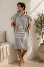 حوله نخی پانچو مردانه و زنانه کلاه دار موآی