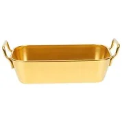 GOLD KISH ظرف مستطیل دسته دار استیل طلایی مدل 3-232گلد کیش