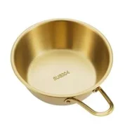 GOLD KISH کاسه تک دسته استیل طلایی متوسط مدل 3-240 گلد کیش