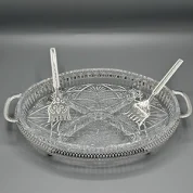 اردو خوری بیضی دسته دار با چنگال آنتیک کویین آن کد 6228